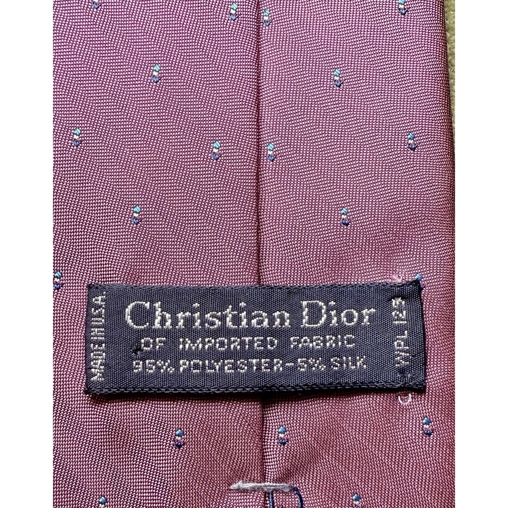 Christian Dior Men's‎ Tie Mauvish/Brown Micro Dot 95% Polyester 5% Silk Italy